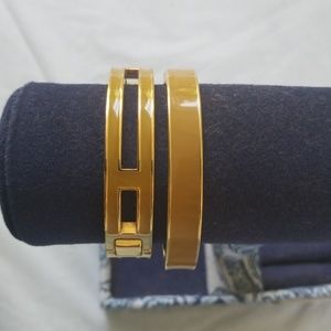 J. Crew Mustard Yellow Enamel Bangle Bracelets